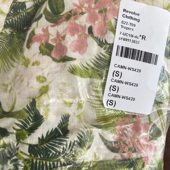 NEW Cami NYC Belkis Blouse Button Up Linen Shirt Green Floral Tropics - Picture 5 of 8